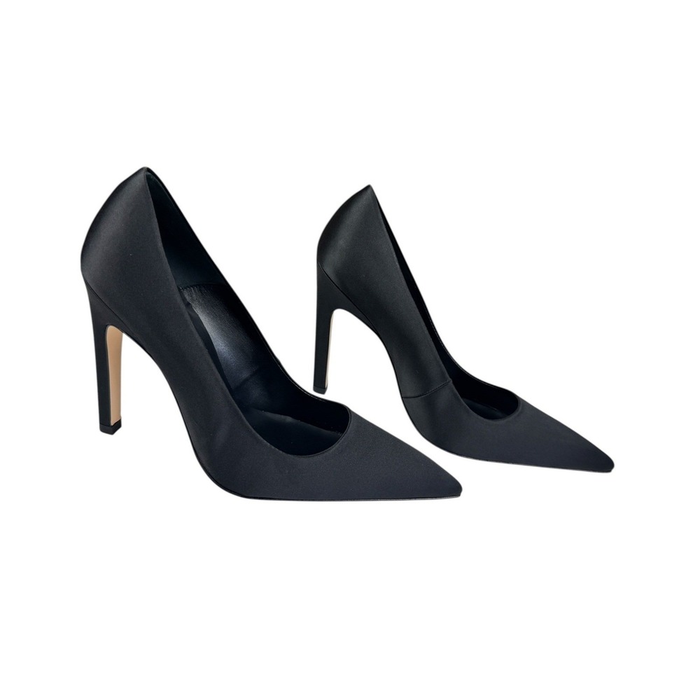 Good American Shoes Satin Black Pump Size 7 Heels GA001K-E NEW Girls Night Party